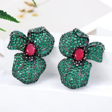 Load image into Gallery viewer, Kasho luxury AAA grade Zirconia flower earrings
