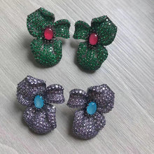 Load image into Gallery viewer, Kasho luxury AAA grade Zirconia flower earrings
