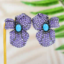 Load image into Gallery viewer, Kasho luxury AAA grade Zirconia flower earrings
