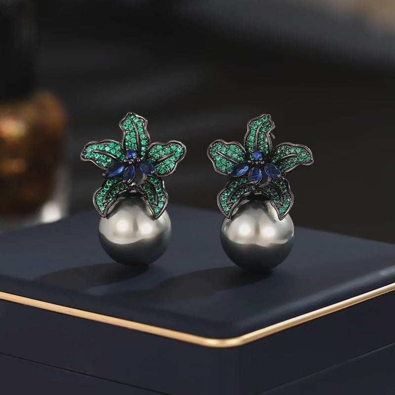 Elegant imitation big pearl stud brudal earrings, suitable for Brides and luxury events. AAA grade Zirconia .