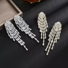Load image into Gallery viewer, 5A AAA grade Zirconia stones strip ear drop luxury earrings
