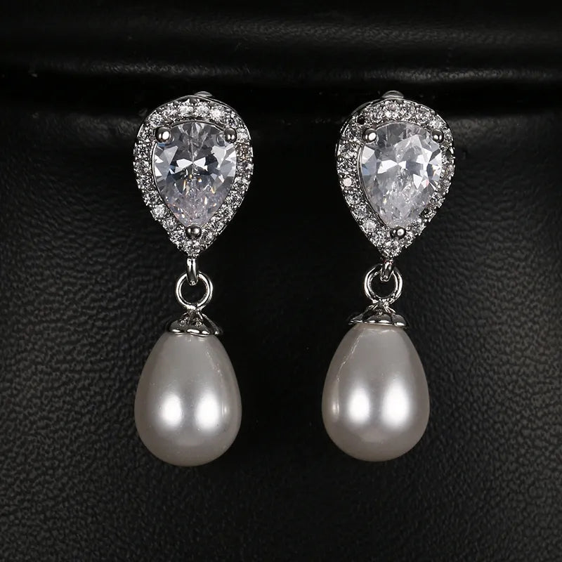 AA grade Zirconia earrings with pearls