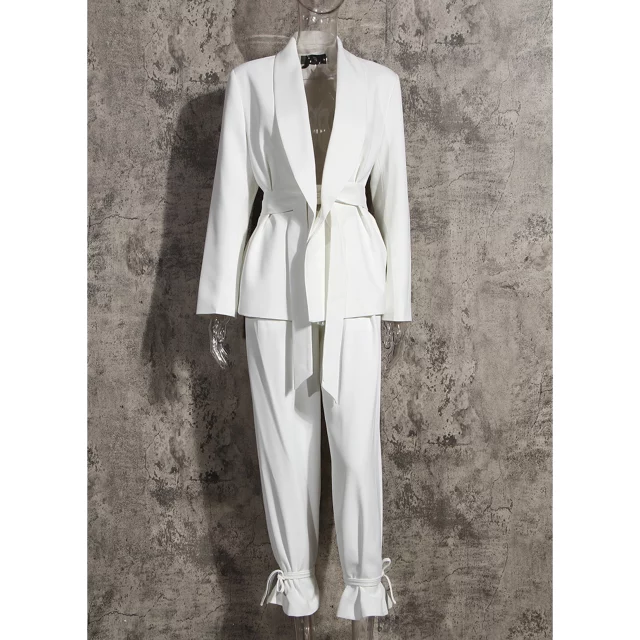 White Luxury Women two piece blazer suits 