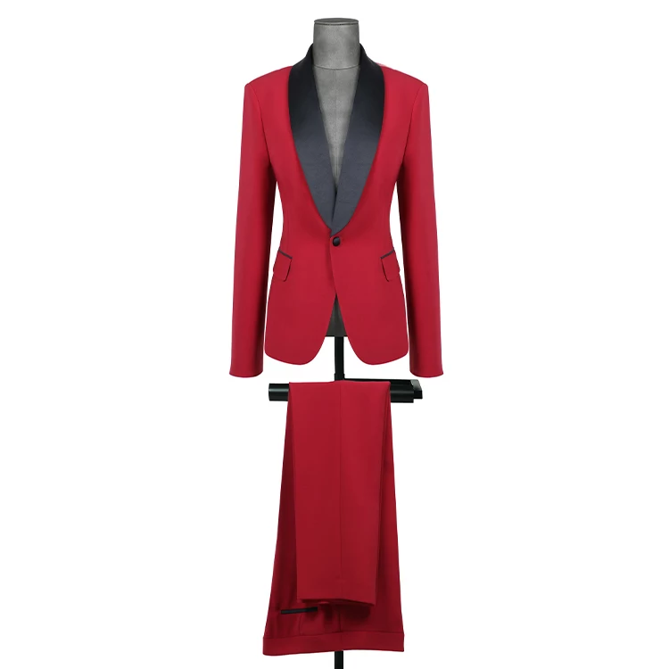Red slim suit for women