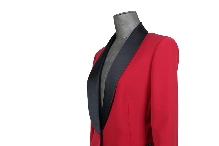 Red slim suit for women