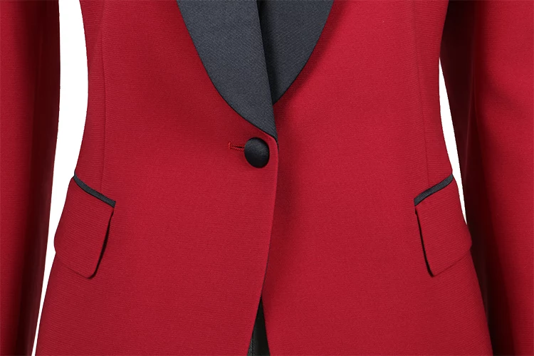 Red slim suit for women